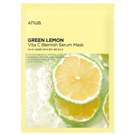 Фото для Anua Green Lemon Vita C Blemish Serum Mask Осветляющая тканевая маска с зелёным лимоном 25 мл