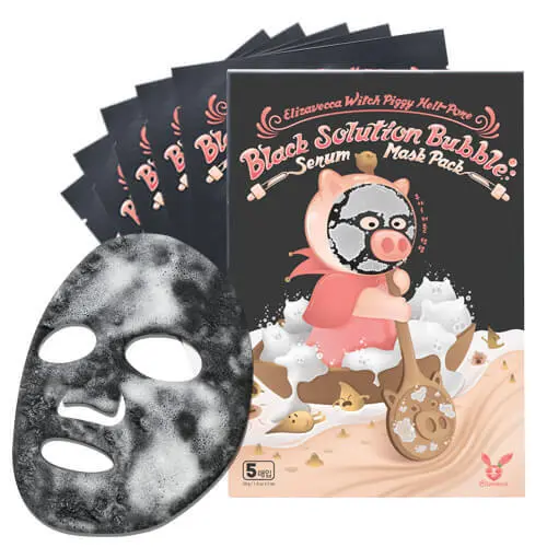 Антивозрастная кислородная маска Elizavecca Black Solution Bubble Serum Mask Pack