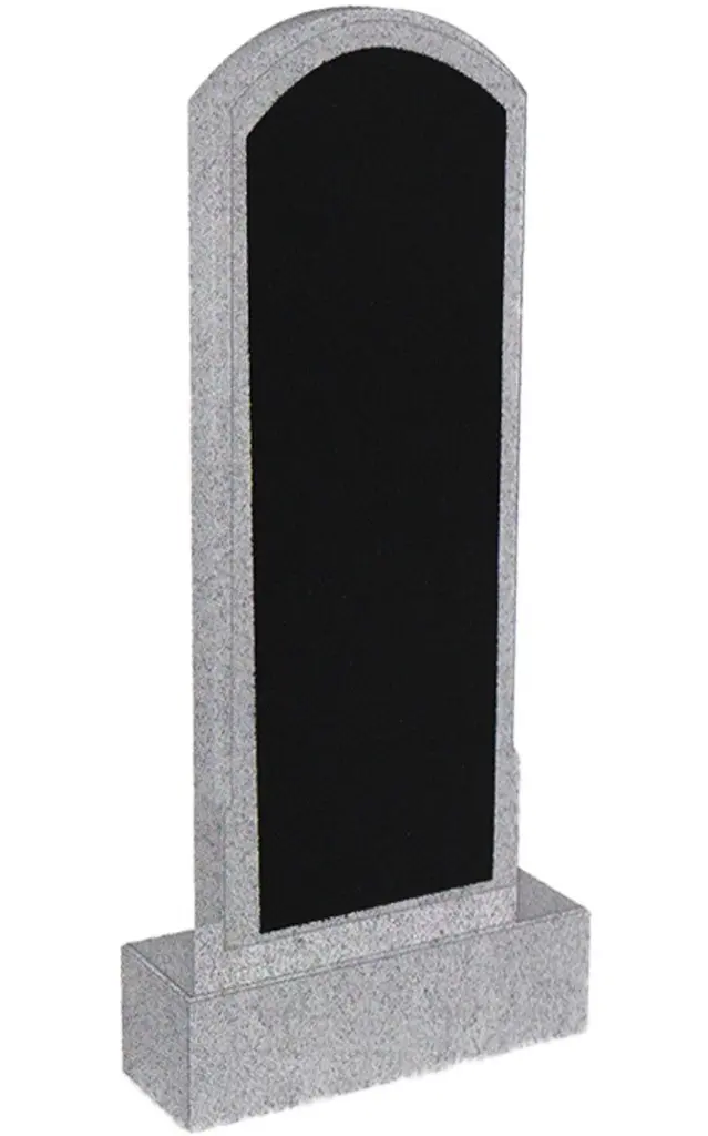 Памятник вертикальный из светло-серого гранита со вставкой из черного гранита ВБА-5