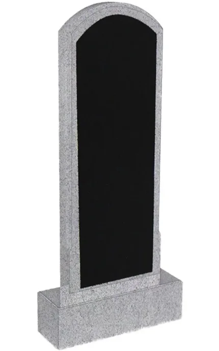 Фото для Памятник вертикальный из светло-серого гранита со вставкой из черного гранита ВБА-5