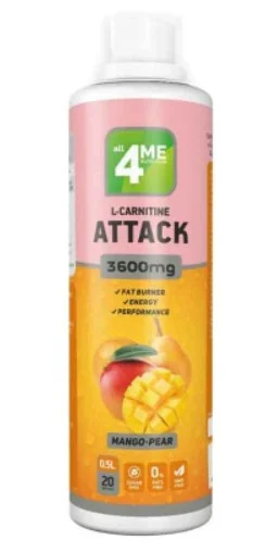L-карнитин 4ME NUTRITION ATTACK + Гуарана 3600мг 500мл. Манго-груша