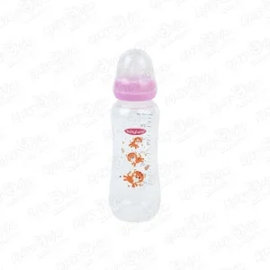 Фото для Бутылка baby land классическая с силиконовой соской розовая 240мл 6мес