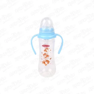 Бутылка babyland классическая с ручками и силиконовой соской 240мл с 6-18мес