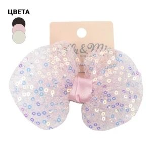 Фото для Резинка для волос Бант прозрачный с пайетками в ассортименте