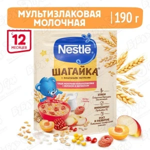 Фото для Каша Nestle Шагайка молочная мультизлаковая яблоко-абрикос с 12мес 190г