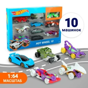 Фото для Набор машин Camaro Land Crusher Ford Shelby металлических свободый ход 10шт 1:64 в ассортименте