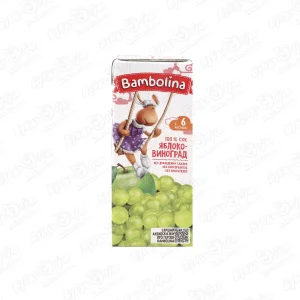 Сок Bambolina яблоко-белый виноград 200мл с 6мес