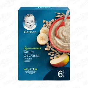 Каша Gerber безмолочная овсяная яблоко-банан 180г с 6мес