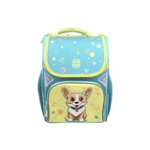 Фото для Ранец JUNGER корпусный с рисунком корги желто-голубой