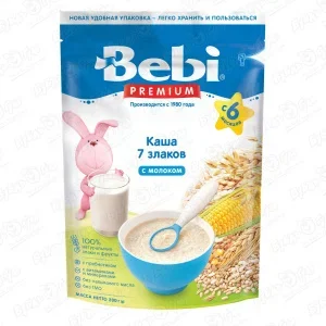 Фото для Каша Bebi PREMIUM молочная 7 злаков с витаминами и минералами 200г с 6мес БЗМЖ