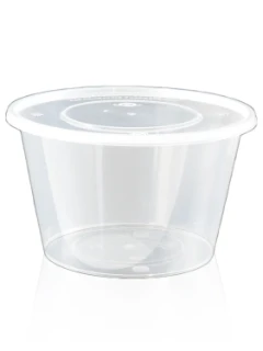 Одноразовый пластиковый контейнер: круглый с прозрачным основанием, 1750 мл. 200 шт.