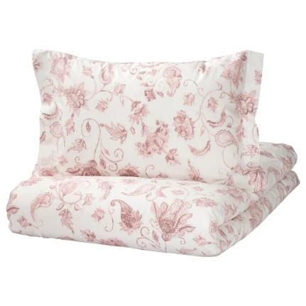Фото для FLOSOSCULUM (1,5 спальный)Пододеяльник и 1 наволочка, цветочный орнамент/розовый. 150x200/50x70см