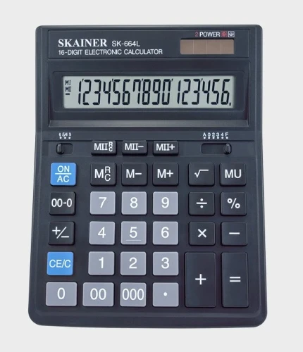 Фото для Калькулятор SKAINER 16-разр. 157х200х32мм