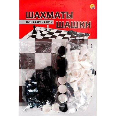 Фото для Шахматы и шашки классические в пакете + поле 28,5х28,5см
