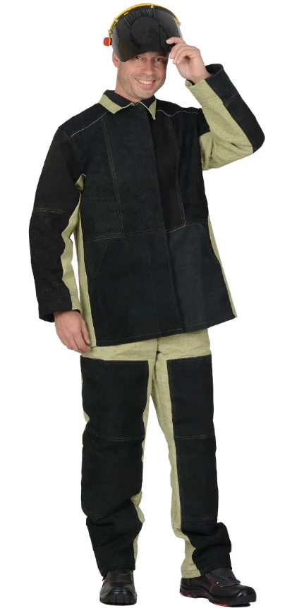 Фото для Костюм сварщика 2х3 спилок летний (брезент+спилок) 550гр/м.кв