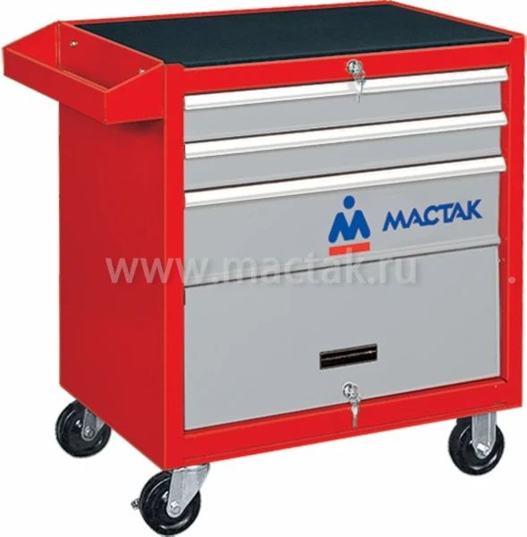 Фото для Тележка инструментальная, 3 полки и отсек, красная МАСТАК 522-03581R