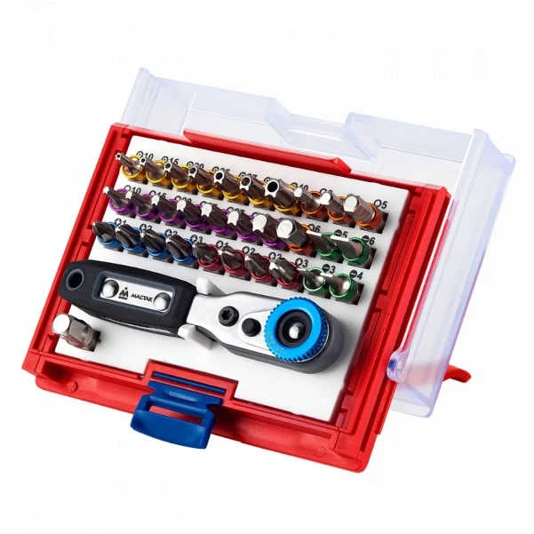 Фото для Набор вставок (бит) 1/4", TORX, HEX, PZ, PH, SLOT, 33 предмета МАСТАК 058-10033C